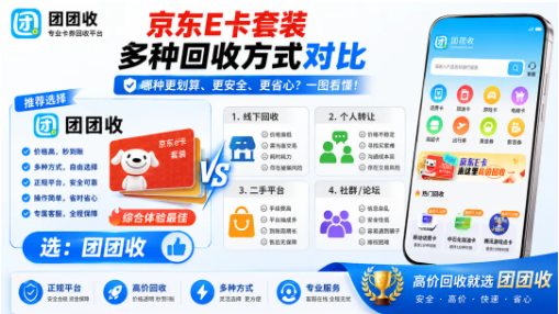【团团收】京东E卡套装多种回收方式对比：安全审核比盲目高价更重要