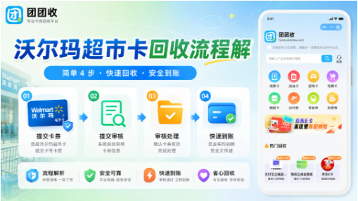 【团团收】沃尔玛超市卡回收流程详解:避免风险,轻松回收!