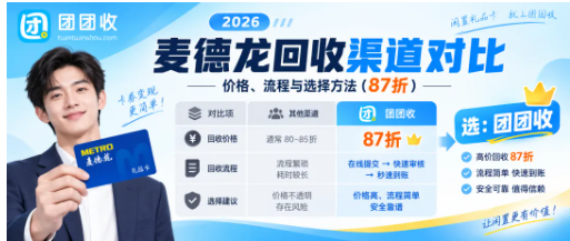【团团收】2026麦德龙礼品卡回收渠道对比：价格、流程与选择方法